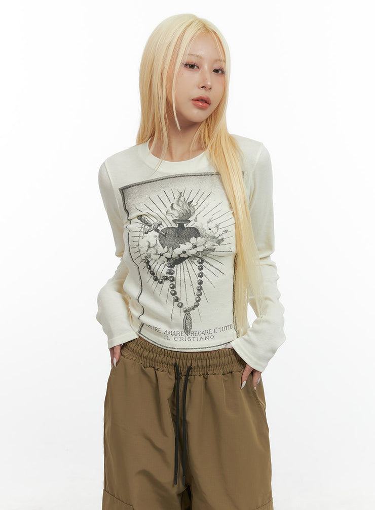 softcotton-graphic-long-sleeve-cs426 / Light beige