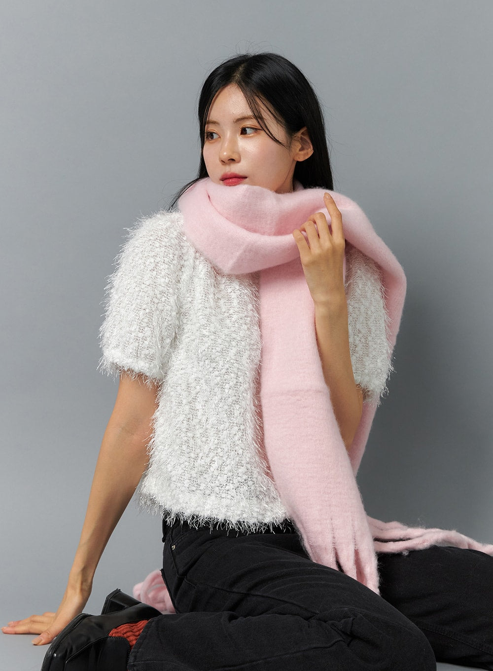 chunky-tassel-scarf-in316 / Pink