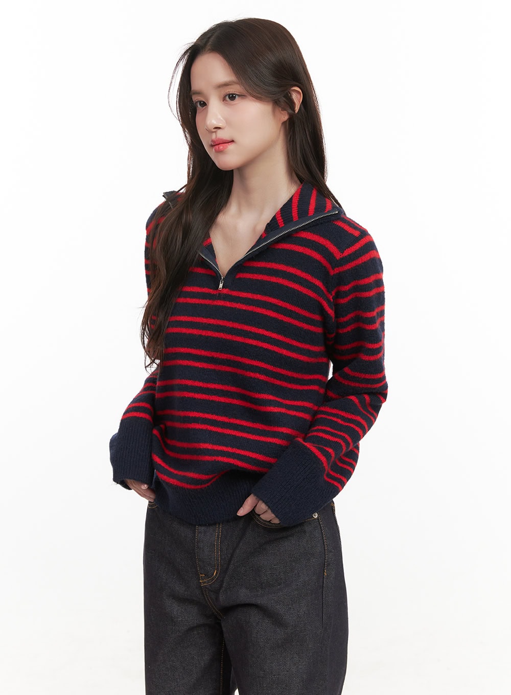 Striped Half-Zip Sweater CJ515