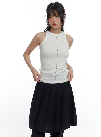 stud-embellished-sleeveless-camisole-cs420 / White