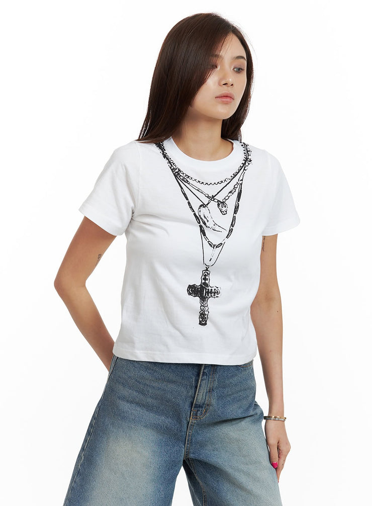 cotton-graphic-crop-tee-cu417 / White