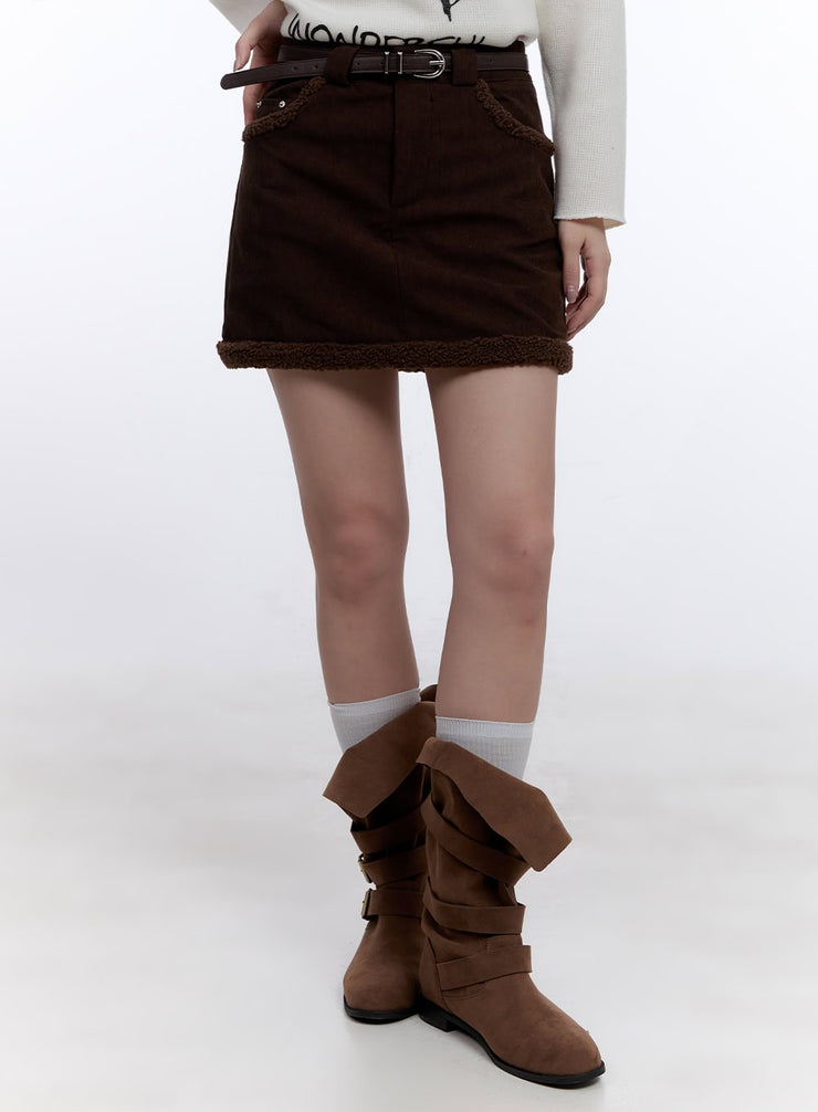 fur-lined-corduroy-mini-skirt-cj511