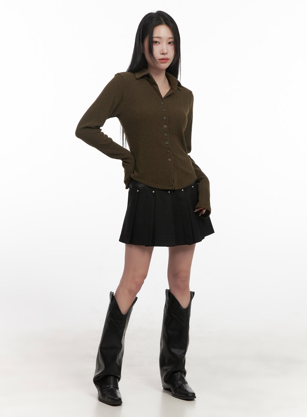 Collared Button-Up Sweater CJ517