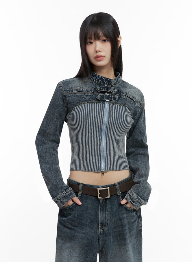 buckle-up-crop-denim-jacket-io430 / blue