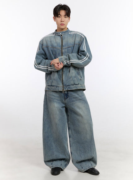 Men's Denim Zip-Up Track Jacket IF528