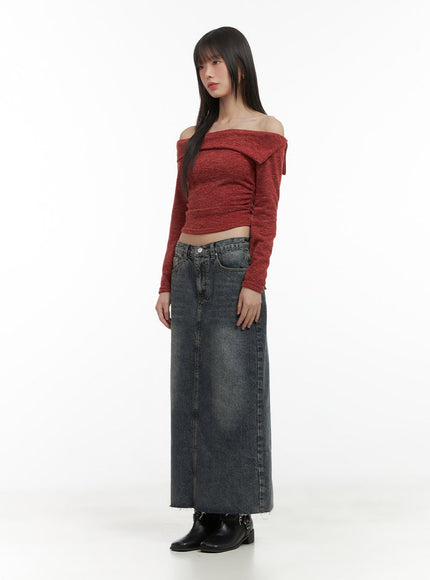 distressed-denim-maxi-skirt-co410 / gray