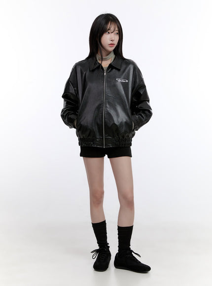 embroidered-zip-up-faux-leather-jacket-co418