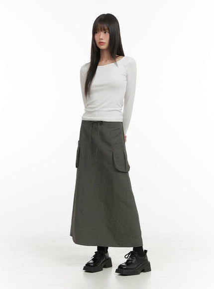 nylon-pocket-cargo-maxi-skirt-co410