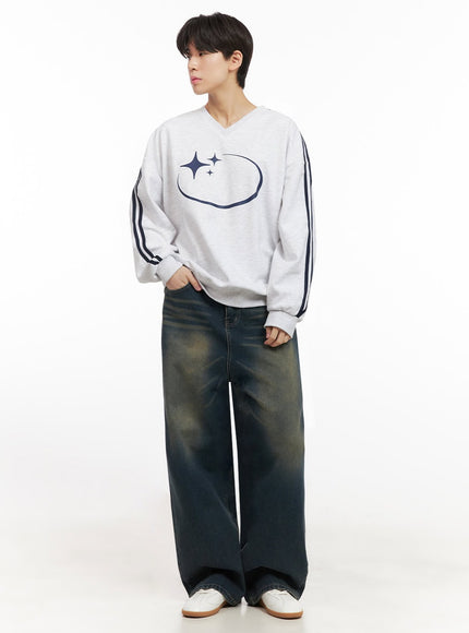 Men's Oversized Star Graphic Sweatshirt IJ517