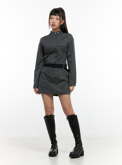 half-zip-up-belt-mini-dress-cn404