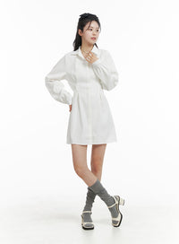 collar-long-sleeve-ruched-button-mini-dress-om418