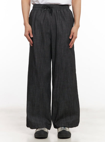 Men's Denim Wide-Leg Sweatpants (Black) IM518