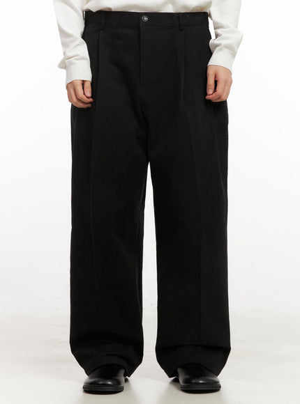 Men's Fleece Lined Wide-Fit Pintuck Pants IJ517