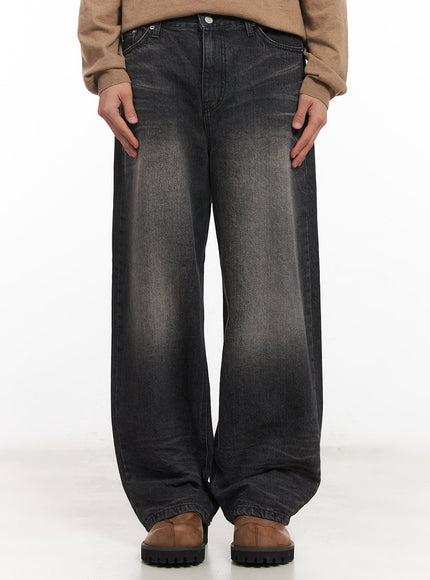 Men's Washed Wide-Leg Jeans IM518