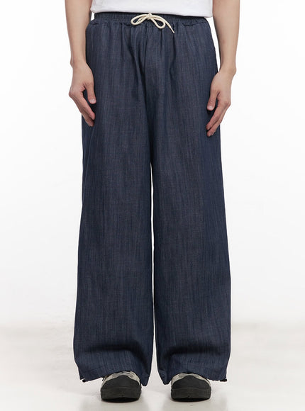 Men's Denim Wide-Leg Sweatpants (Blue) IM518