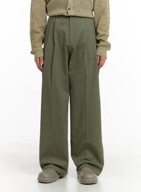 mens-wide-fit-cotton-trousers-ia401 / Dark green