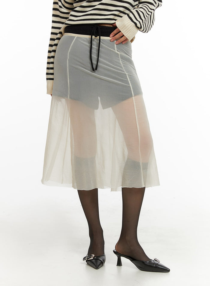 sheer-layering-maxi-skirt-ia417 / Light beige