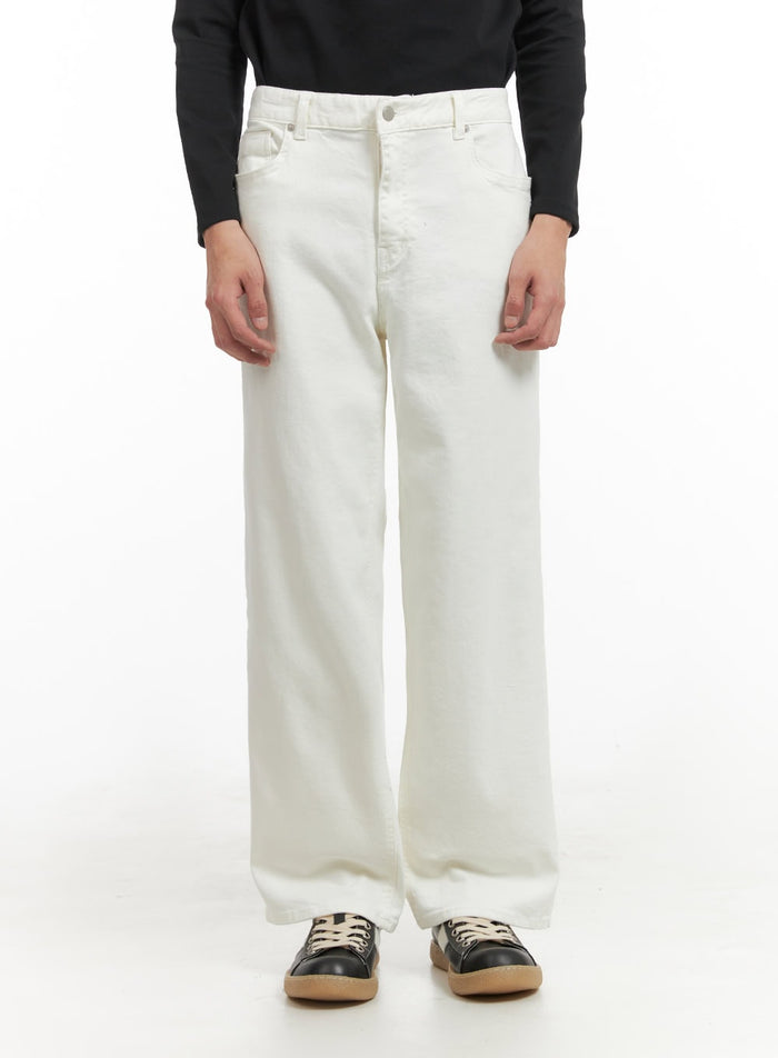 mens-basic-cotton-pants-white-iy402 / White