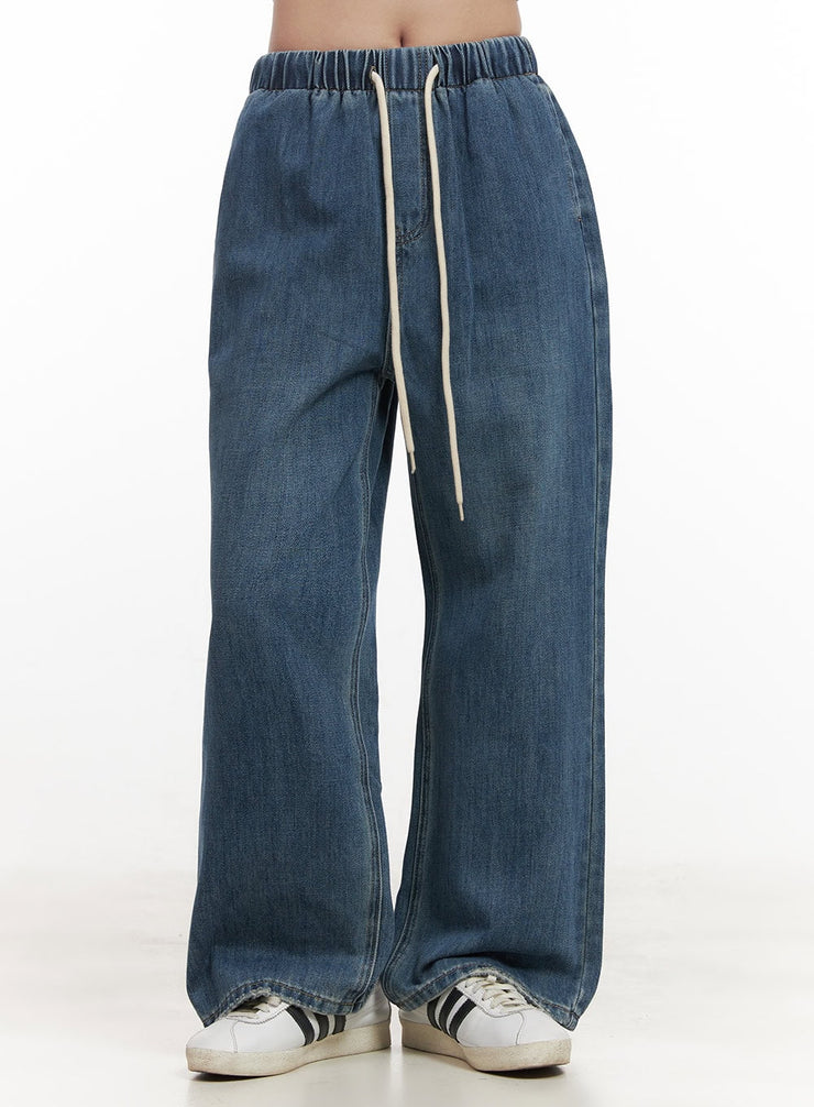 straight-leg-denim-sweatpants-cj514 / Blue