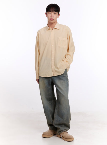 Men's Loose-Fit Long Sleeve Collared Shirt IM512