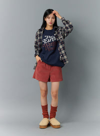 corduroy-pintuck-shorts-on316 / Red