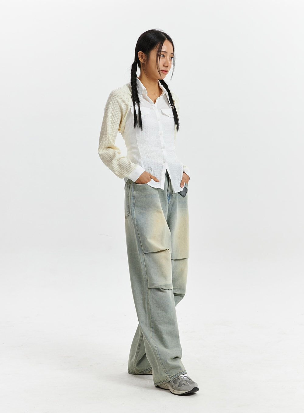 unisex-mid-waist-washed-pleated-wide-leg-jeans-cd319