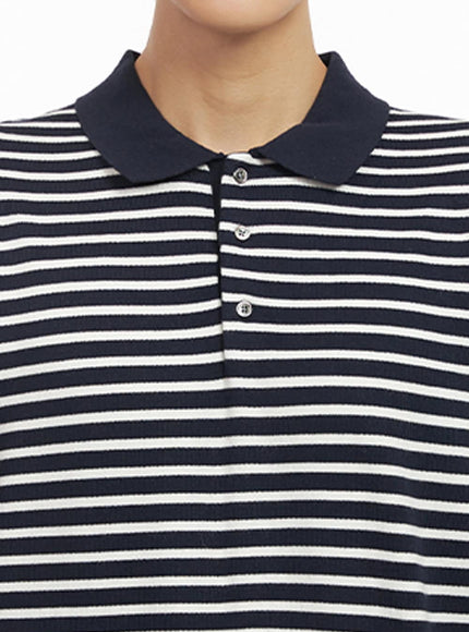 Men's Striped Long Sleeve Polo IJ517