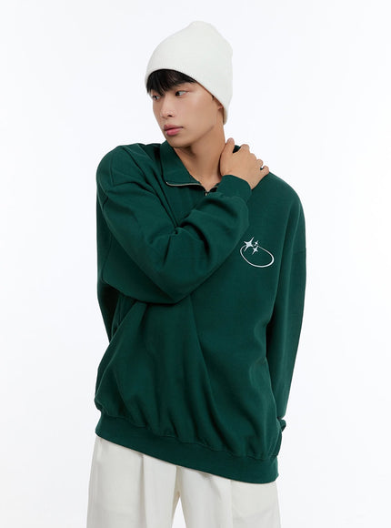 mens-classic-cotton-half-zip-graphic-hoodie-green-is413