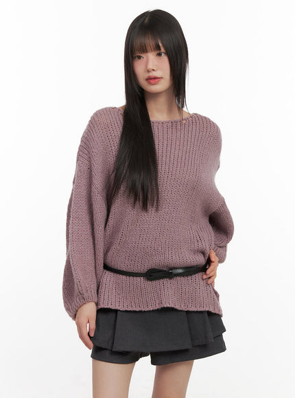 Classic Long-Sleeve Knit with Belt Set CJ501