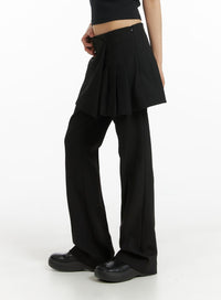 solid-skirt-layered-straight-leg-pants-cm412