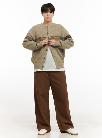 Men's Comfortable Wide-Fit Solid Color Pants IJ517