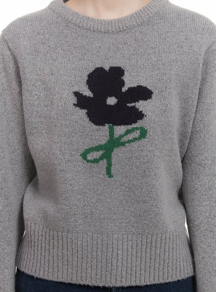 Flower Graphic Knitted Sweater CJ515