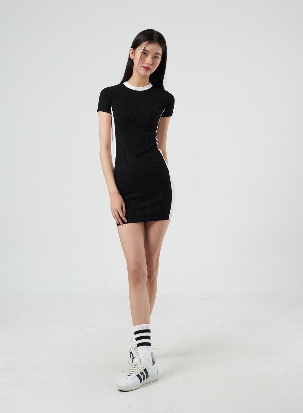Two Color Knit Mini Dress IY318
