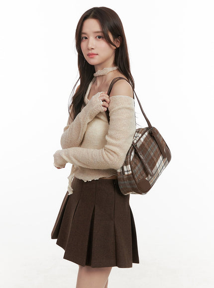 Checkered Winter Shoulder Bag IJ510