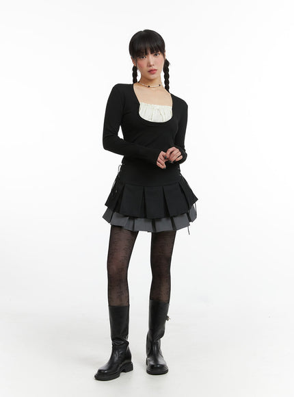 two-layered-pleated-mini-skirt-ij411