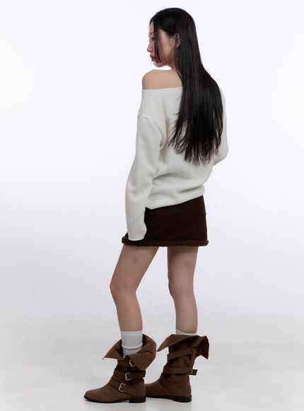 fur-lined-corduroy-mini-skirt-cj511