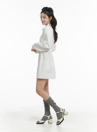 collar-long-sleeve-ruched-button-mini-dress-om418