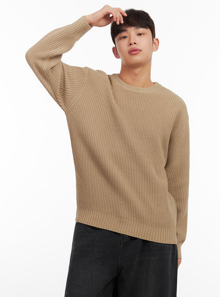 Men's Round Neck Ribbed Sweater IF521