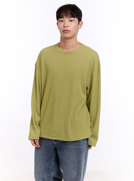 Men's Oversized Waffle-Knit Long Sleeve Tee IM512