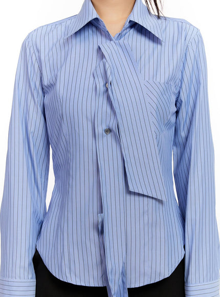 Striped Tie Collared Shirt CM510