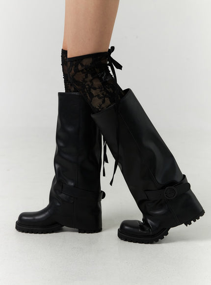 buckle-faux-leather-boots-cn317