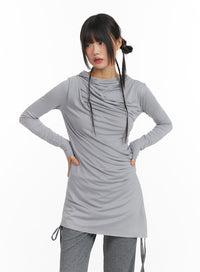 shirred-hooded-long-sleeve-dress-cf422
