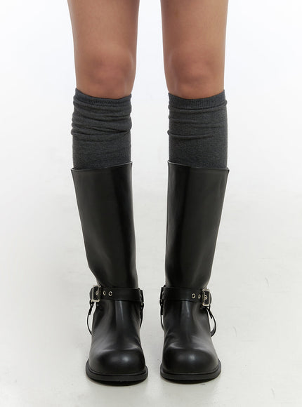 buckle-chic-faux-leather-midi-boots-co415