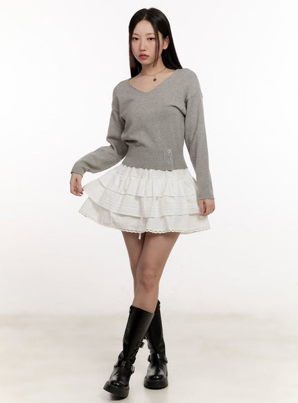 Lace Ruffle Layered Mini Skirt CM510