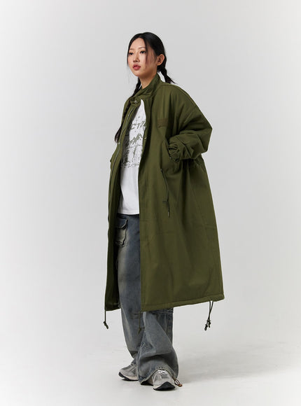 collar-solid-zipper-drawstring-long-jacket-cd328