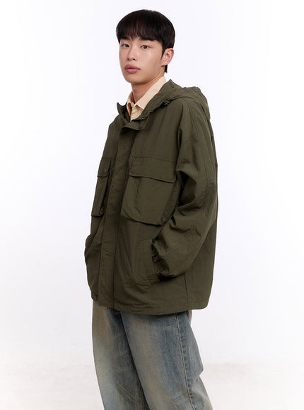 Men's Pocketed Hooded Windbreaker IM512