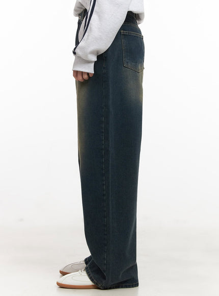 Men's Vintage Washed Wide-Leg Jeans IJ517