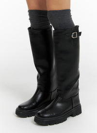 basic-faux-leather-buckle-knee-high-boots-cf416