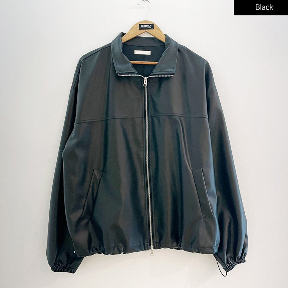 Relaxed Fit Faux Leather Jacket J24 - Lewkin