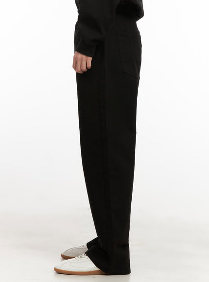 Men's Cotton Wide-Fit Trousers (Black) IJ517